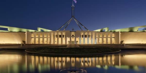 Parliament House at dusk Canberra ACT